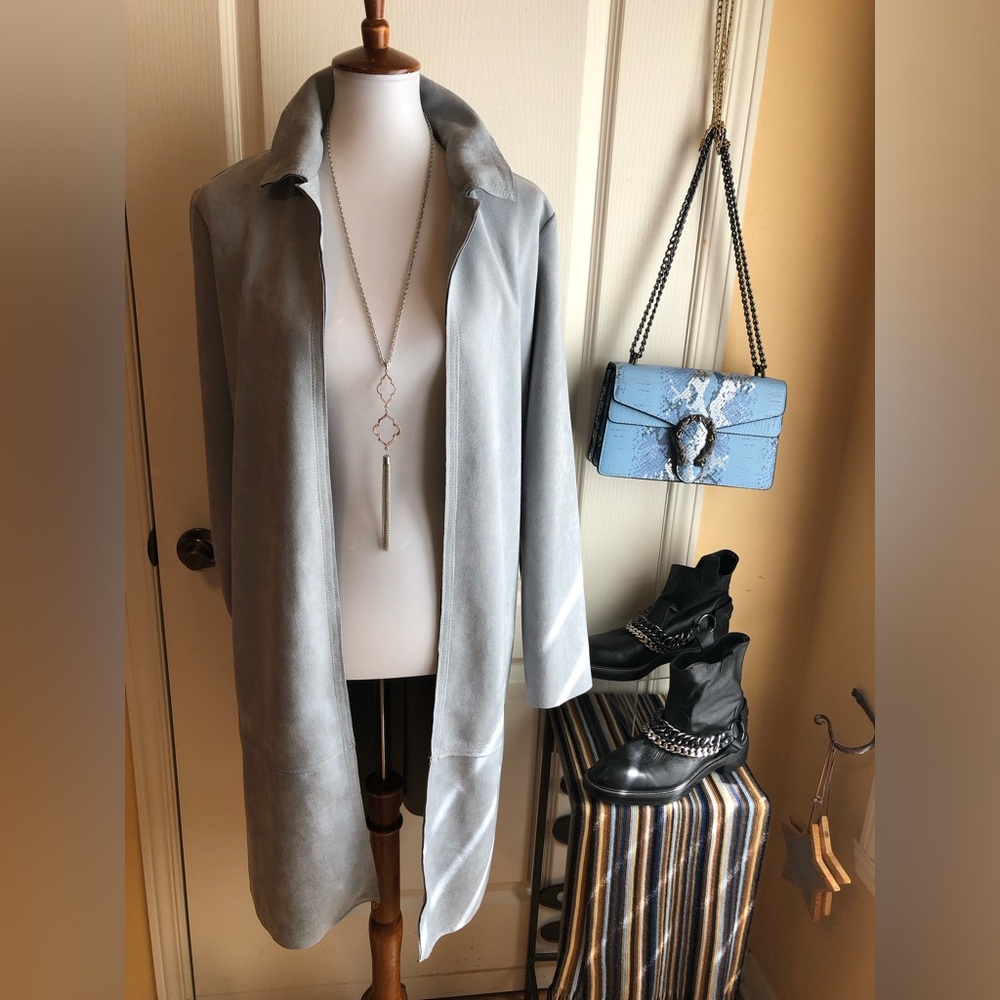 Philosophy  Long Open-Front Trench Coat blazer